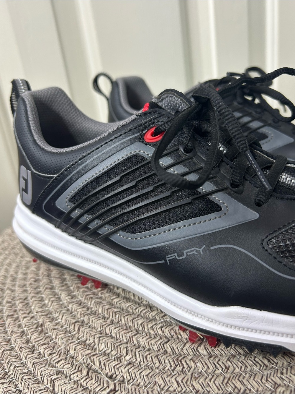 Mens FootJoy FJ Fury Golf Shoes 51103 Black /Grey/Red Sz 8M - Picture 3 of 10